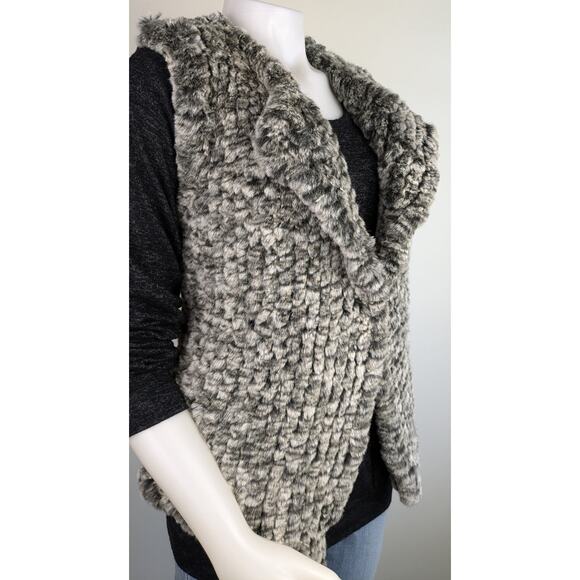 Nanette Lepore Faux Fur & Sweater Luxe Vest Sz Medium Gray Mob Wife Scandi Chic - Picture 3 of 9